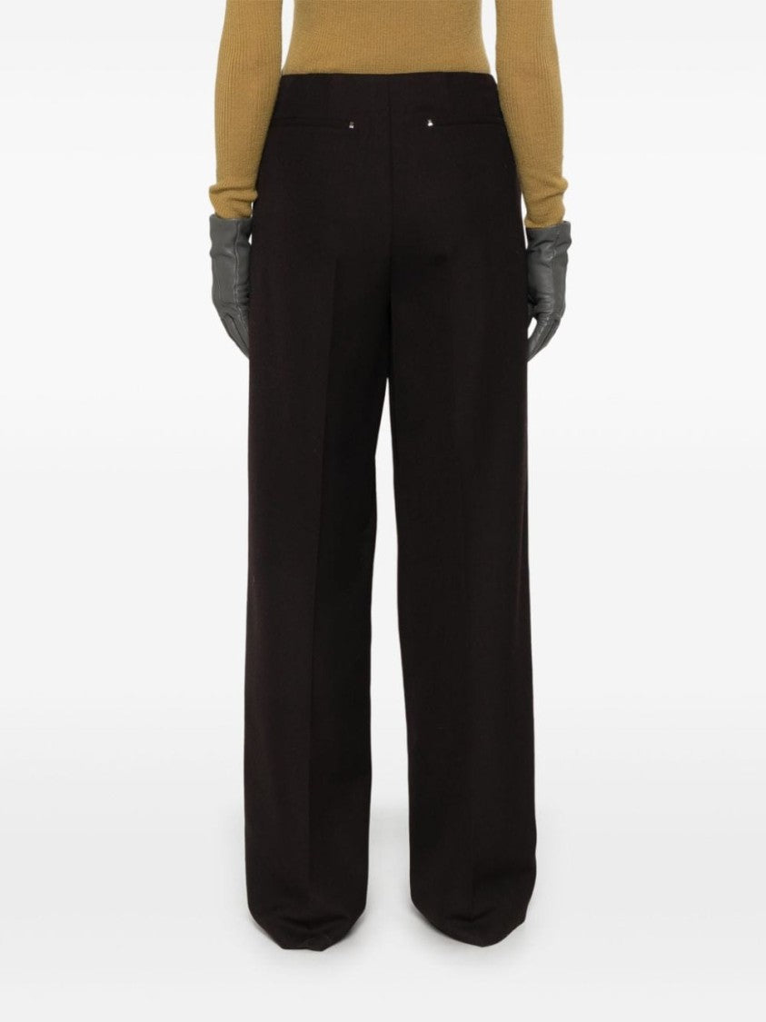 Fendi Wide-Leg Dark Violet Trousers With High Waist And Pleated Front