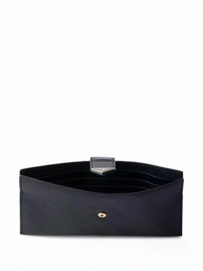 Prada Rectangular Long Wallet In Textured Calf Leather