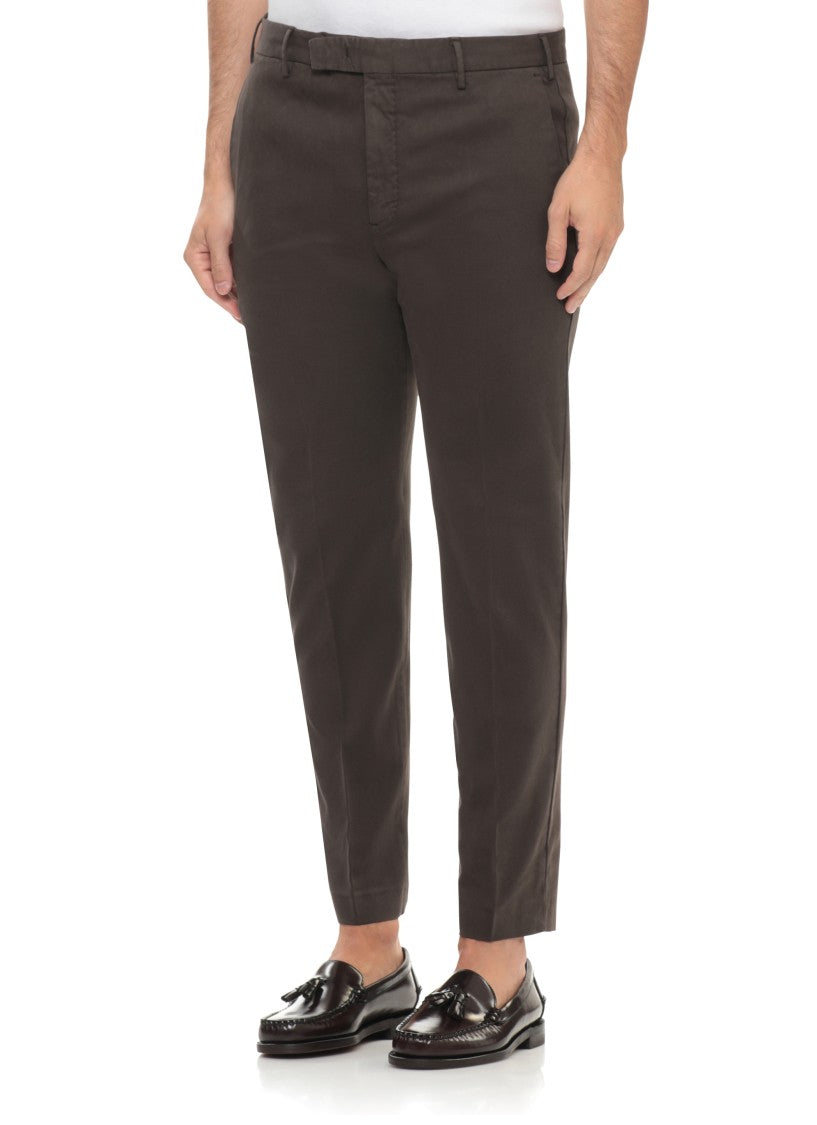 Pt Torino Brown Tailored Cotton Straight-Leg Pants