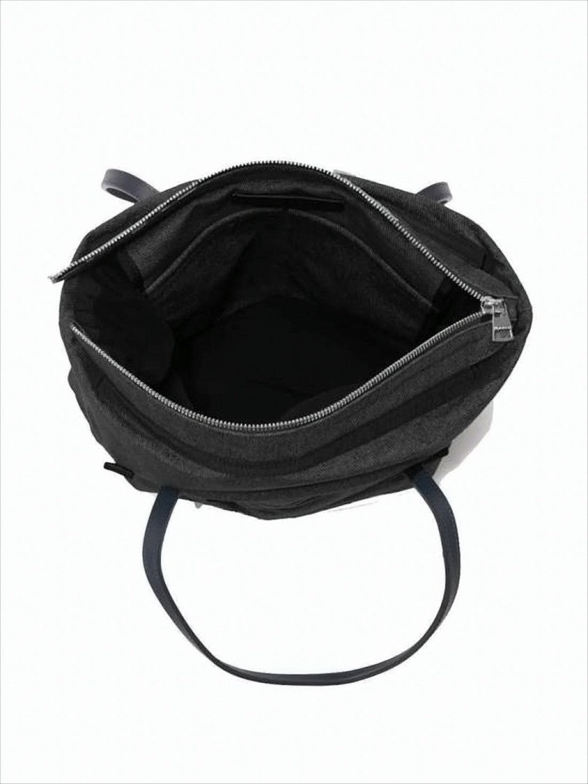 J. W. Anderson Sleek Black Polyester Tote Bag With Zippered Closure