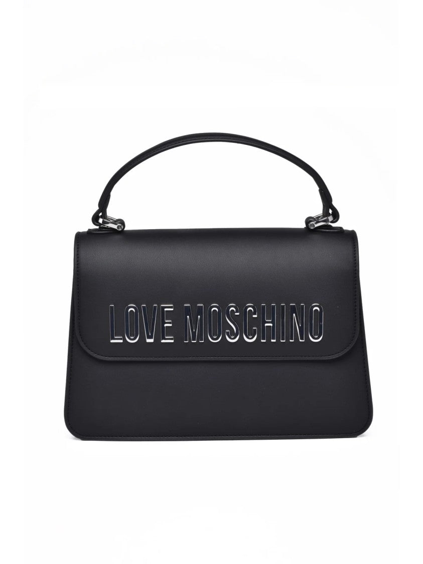 Love Moschino Black Polyurethane Metallic Shoulder Bag