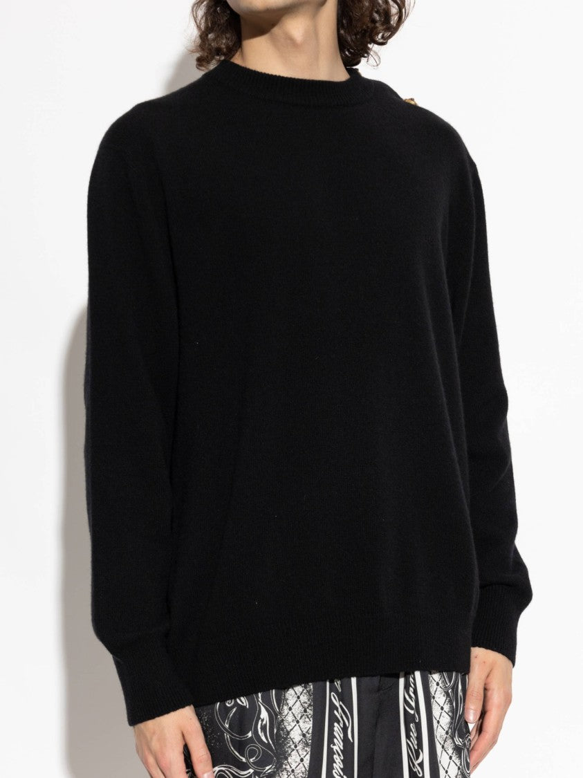 Balmain Black Classic Crew Neck Fabric Sweater