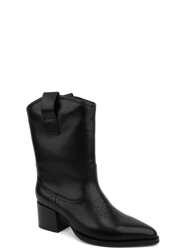 Adrianna Feretti Black Pointed Toe Minimalist Long Leather Boots