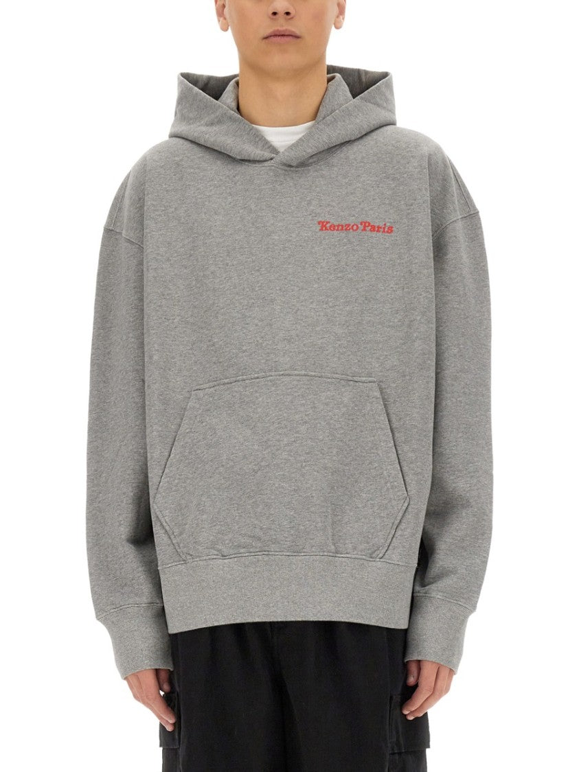 Kenzo Oversized Grey Hoodie With Tiger Graphic