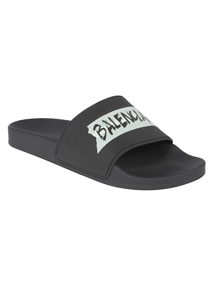 Balenciaga Slide Sandals With Molded Footbed And Masking Tape Design