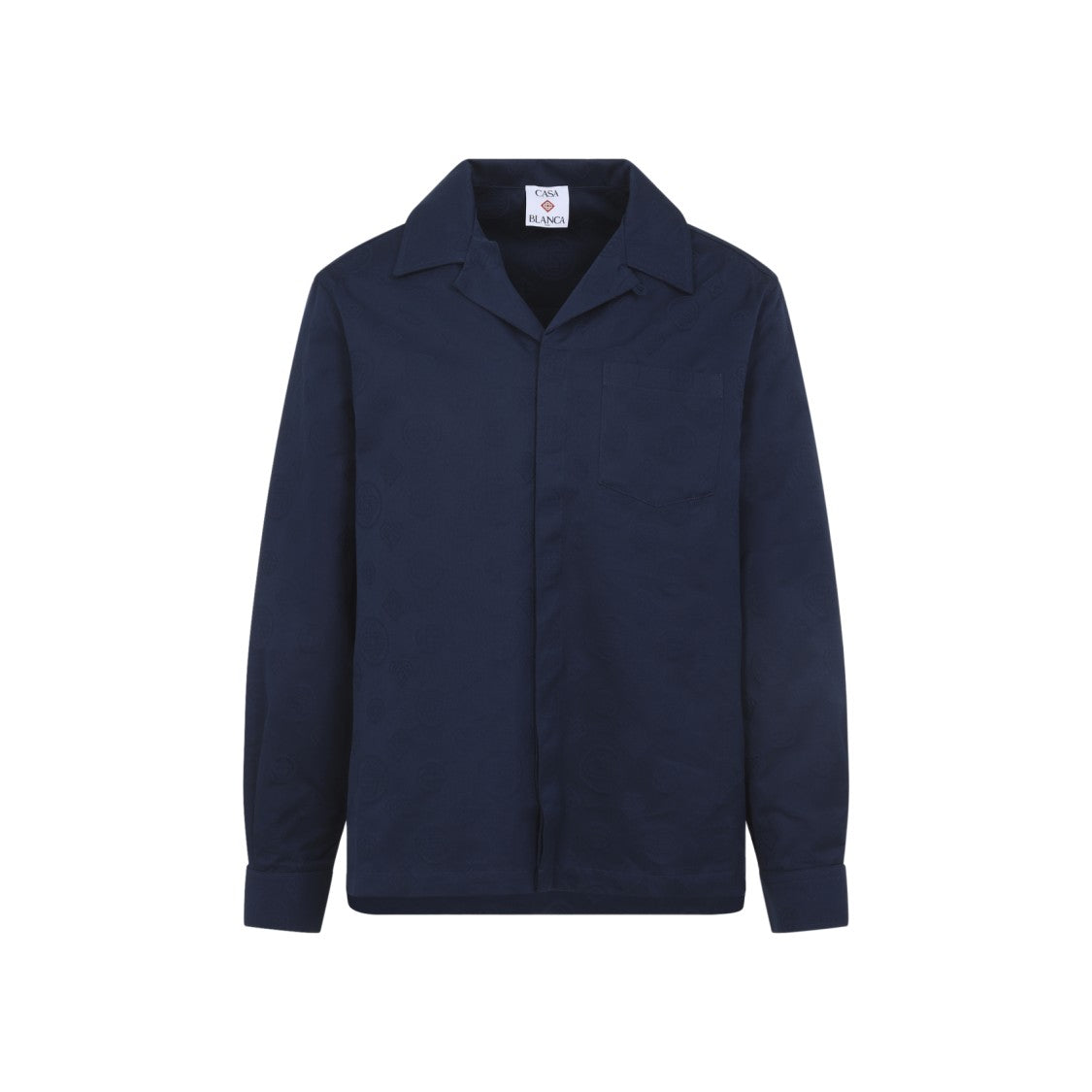 Casablanca Classic Blue Casual Shirt With Embossed Pattern