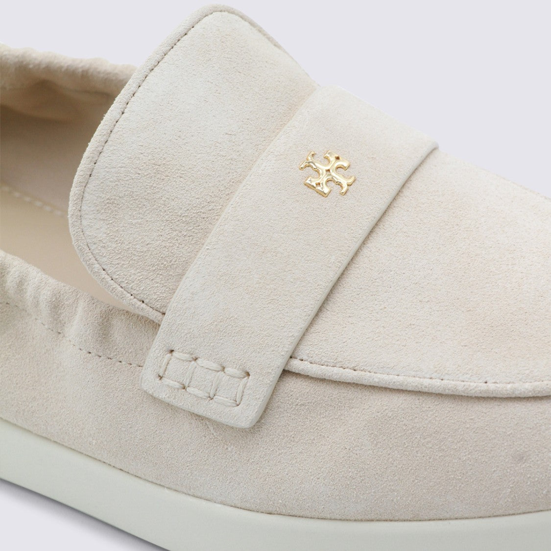 Tory Burch Suede Moccasin-Inspired Flat Shoes With Metallic Accent