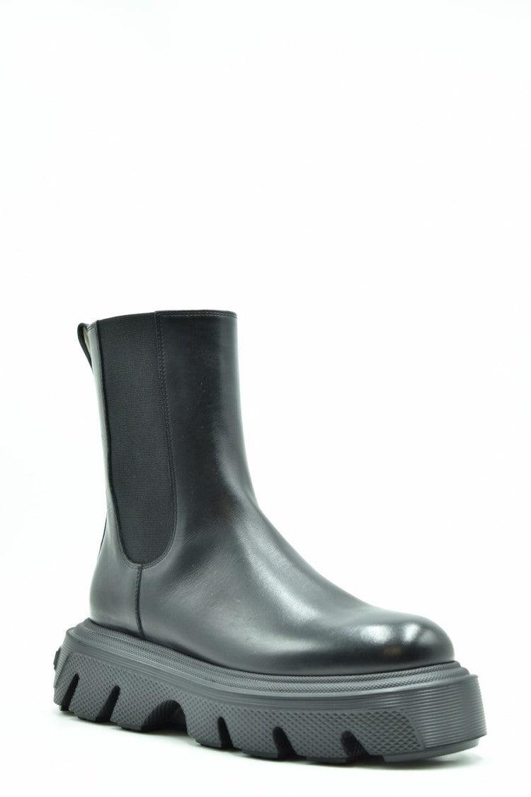 Casadei Minimalist Black Ankle Boots Chunky Sole