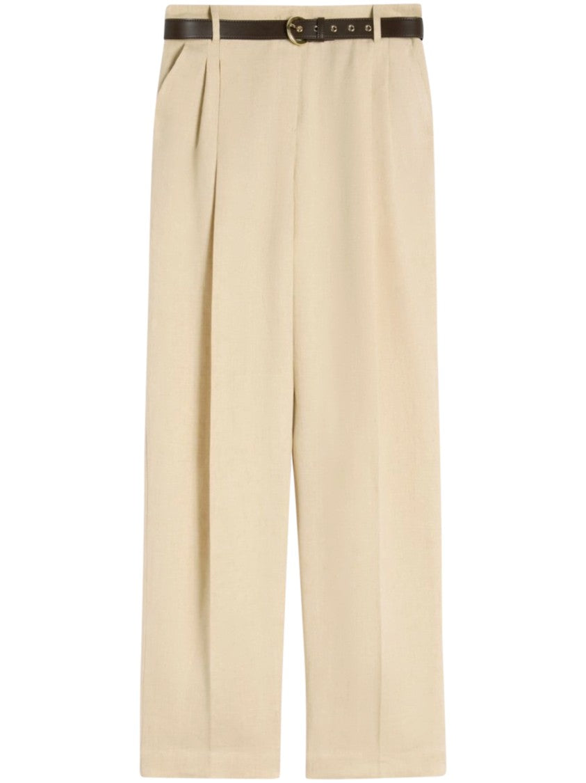 Max Mara Linen Trousers With Front Pleats