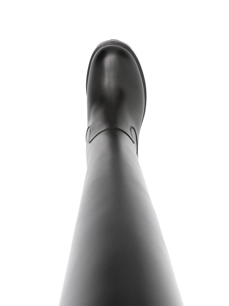 Bally Black Rugged Sole Leather Long Boots