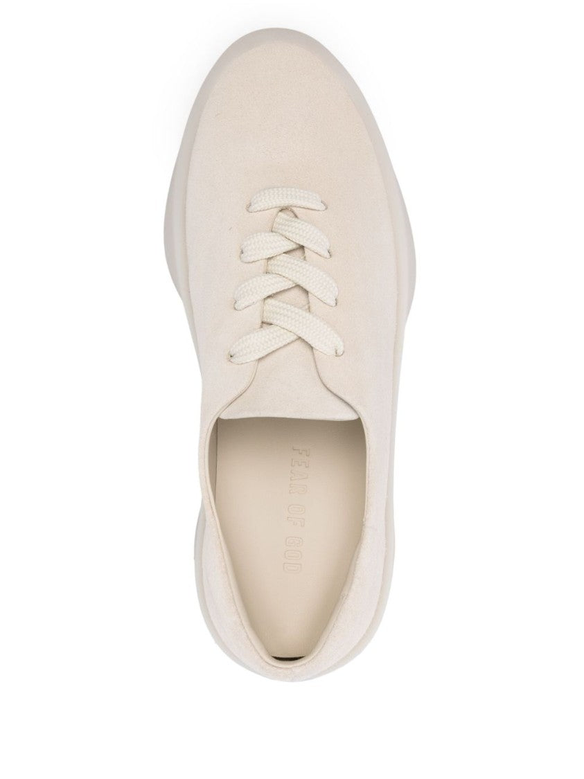 Fear Of God Minimalist Ecru Lace-Up Sneakers With Almond Toe Design