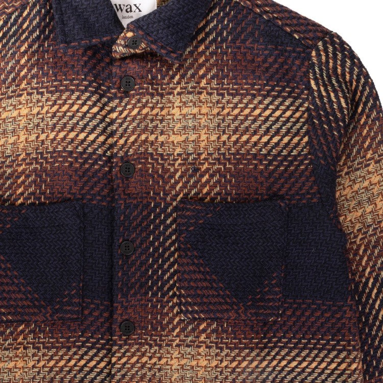 Wax London Windowpane Check Overshirt In Sustainable Blend