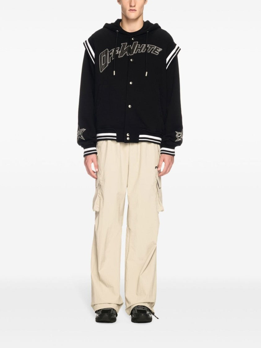 Off-White Black Varsity Sweatshirt With Press-Stud Fastening And Bold Lettering