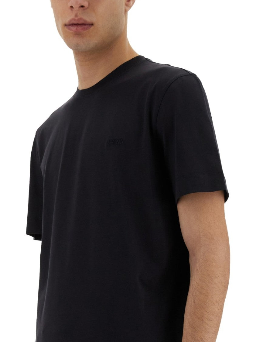 Zegna Classic Black Cotton T-Shirt