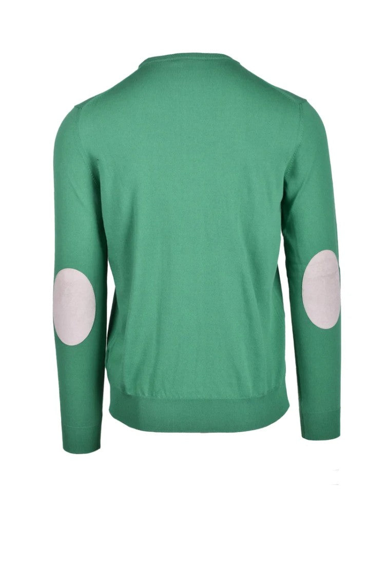 Manipur Green Elbow-Patch Cotton Sweater