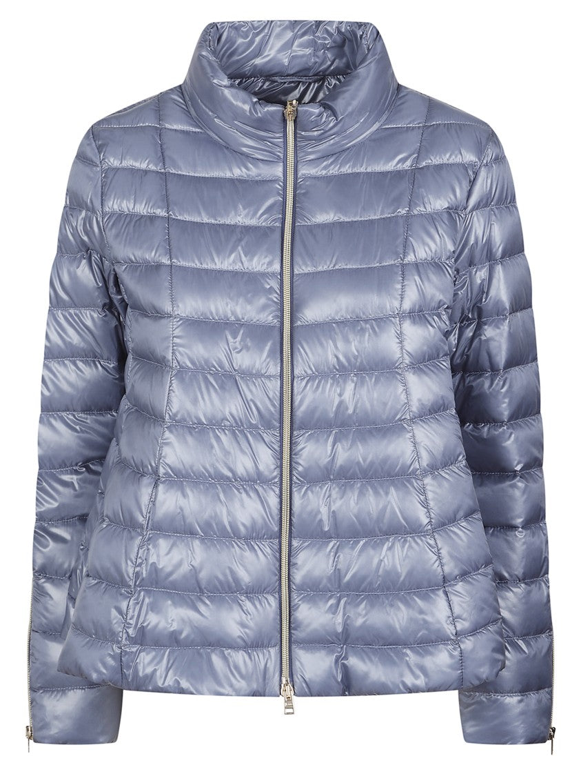 Herno Light Blue High Collar Nylon Down Jacket