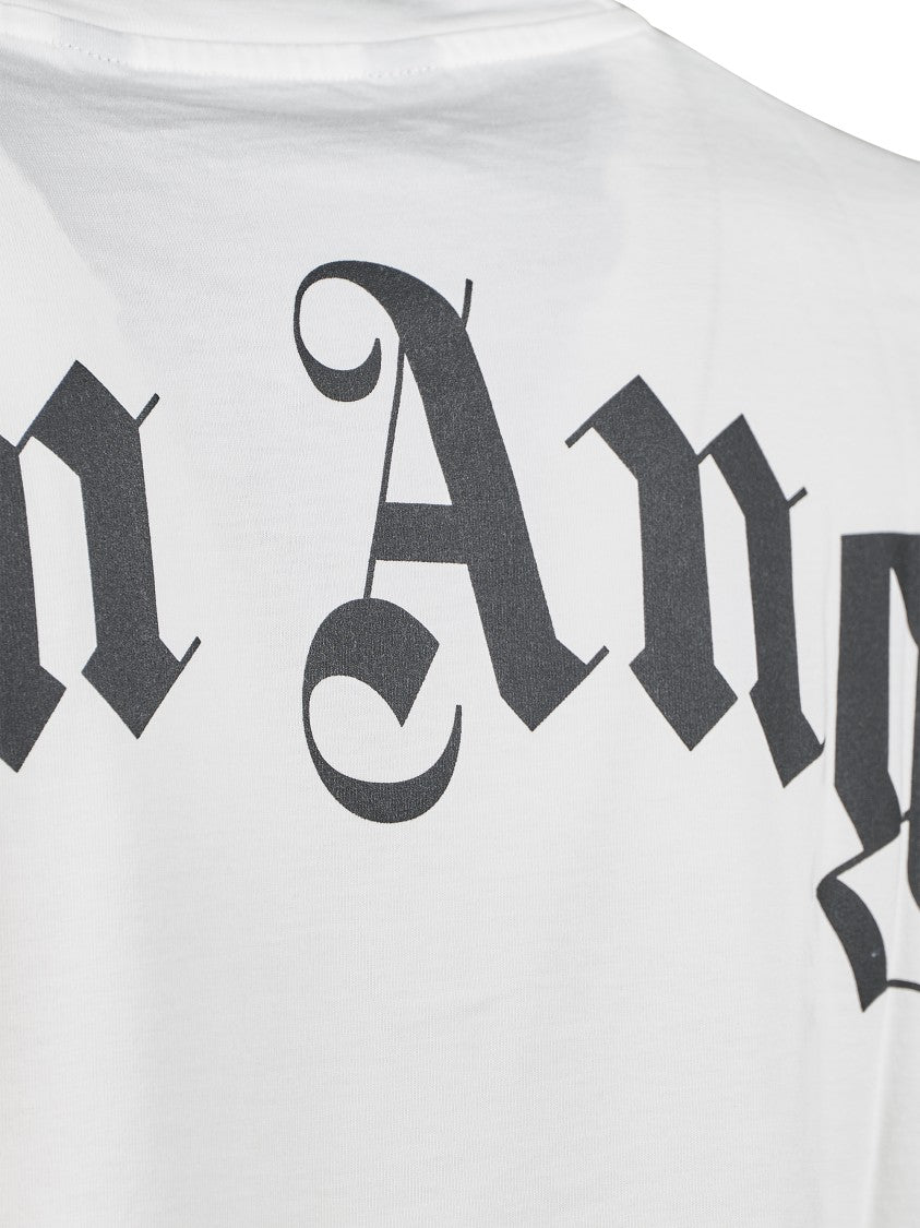 Palm Angels Oversized Crew Neck T-Shirt With Subtle Logo And Bold Back Print