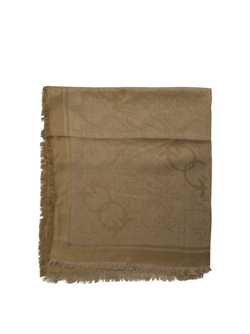 Pinko Beige Scarf With Subtle Jacquard Floral