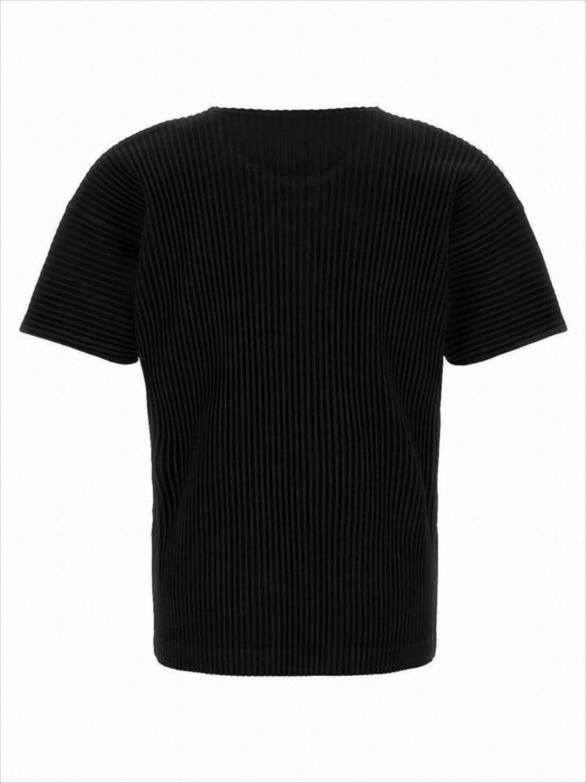 Homme Plissé Issey Miyake Pleated Black Short-Sleeve T-Shirt With Boxy Fit
