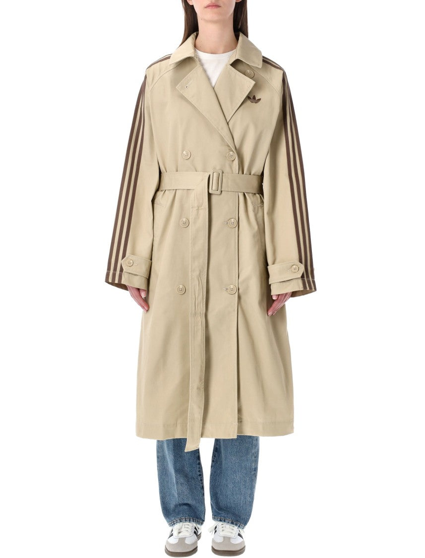 Adidas Technical Trench Coat With Waist-Defining Belt And Contrasting Stripes