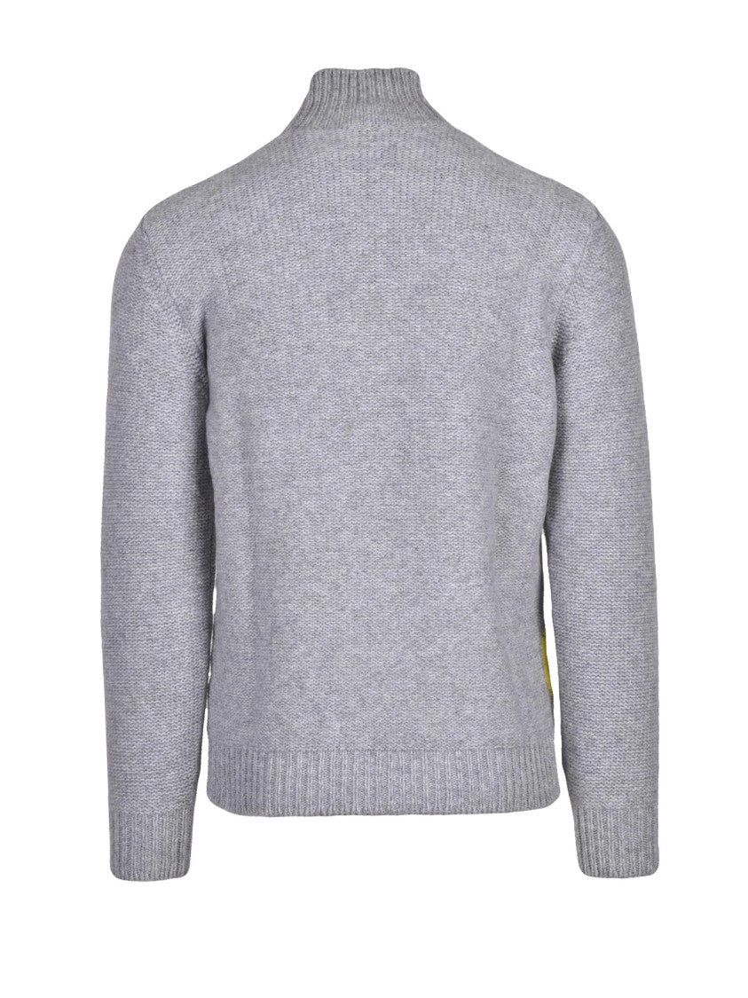 Kangra Mock Neck Sweater In Extrafine Merino Wool With Argyle Pattern