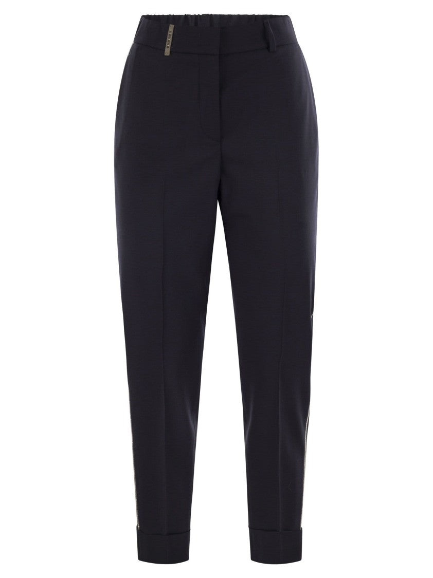 Peserico Virgin Wool Blend Trousers With Jewellery