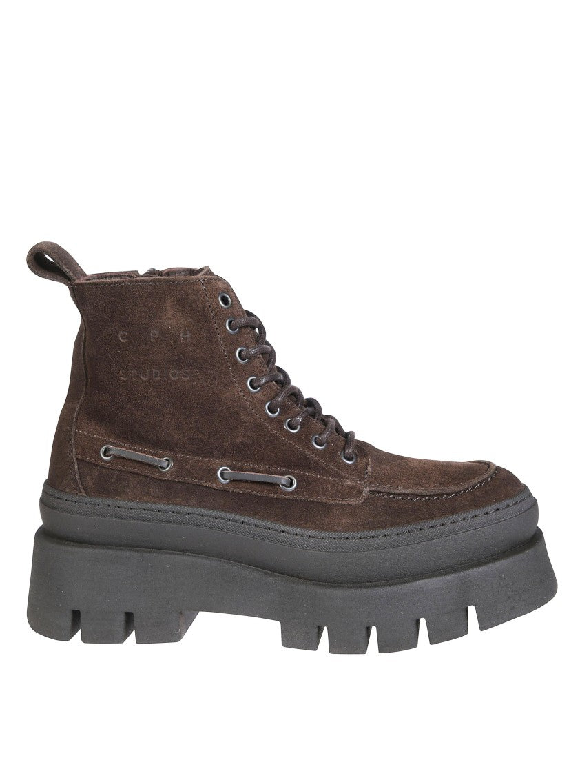 Copenhagen Suede Chunky Lace-Up Boots
