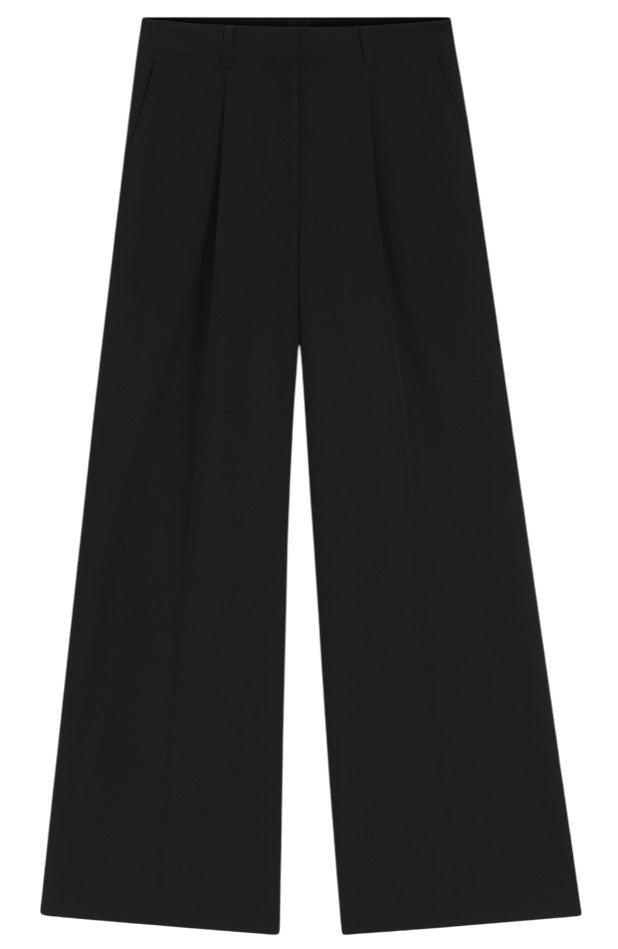 Boss Pleated Black Trousers With Regular Waist