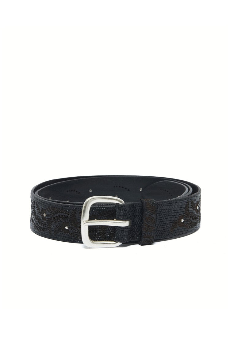 Orciani Lasered Leather Belt With Studs
