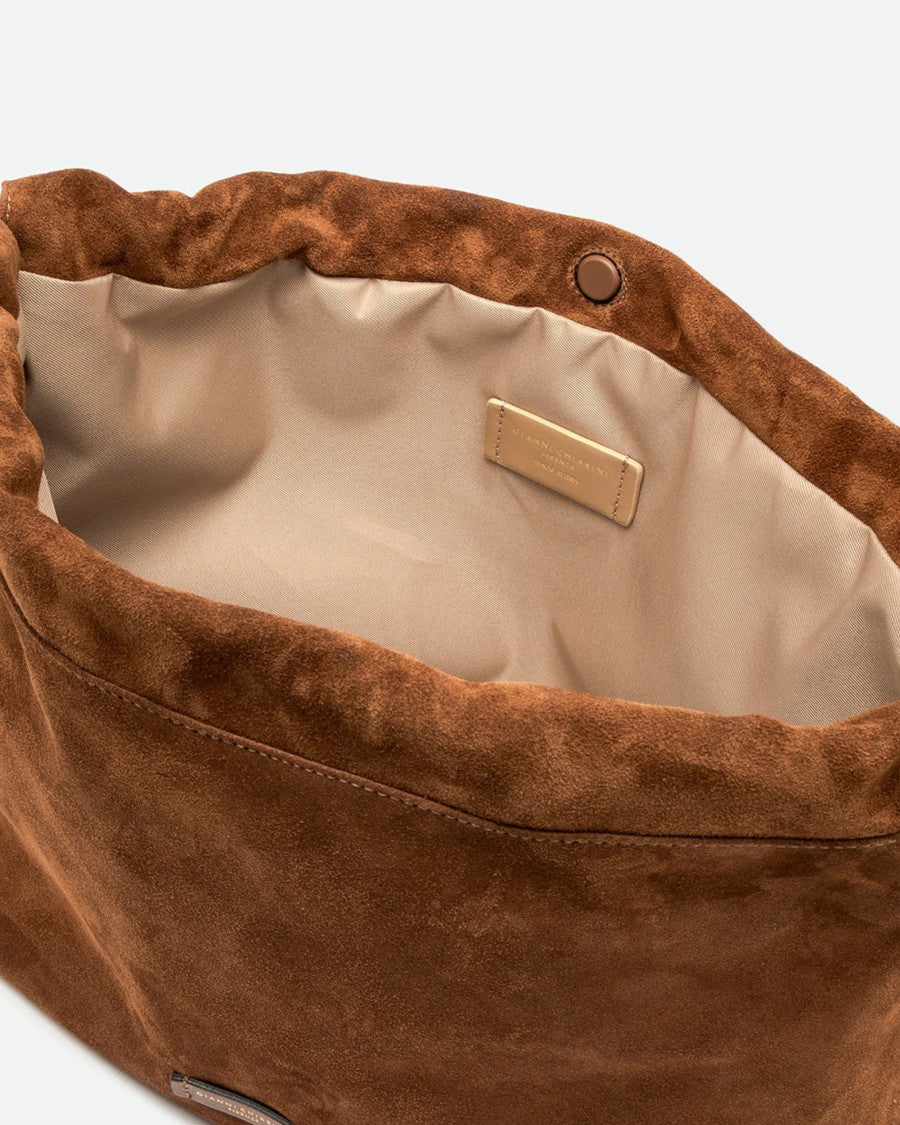 Gianni Chiarini Morgana Suede Ruffled Shoulder Bag