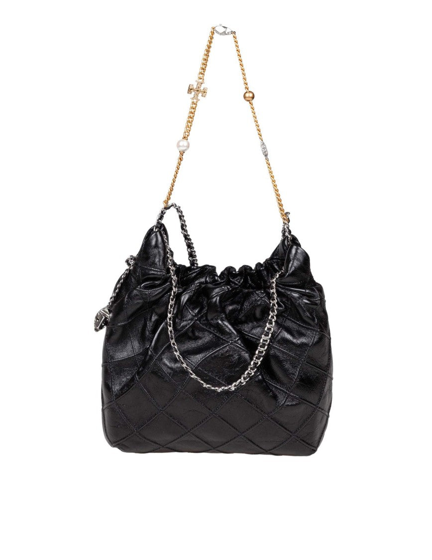 Tory Burch Borsa Hobo Fleming Mini In Nappa Colore Nero