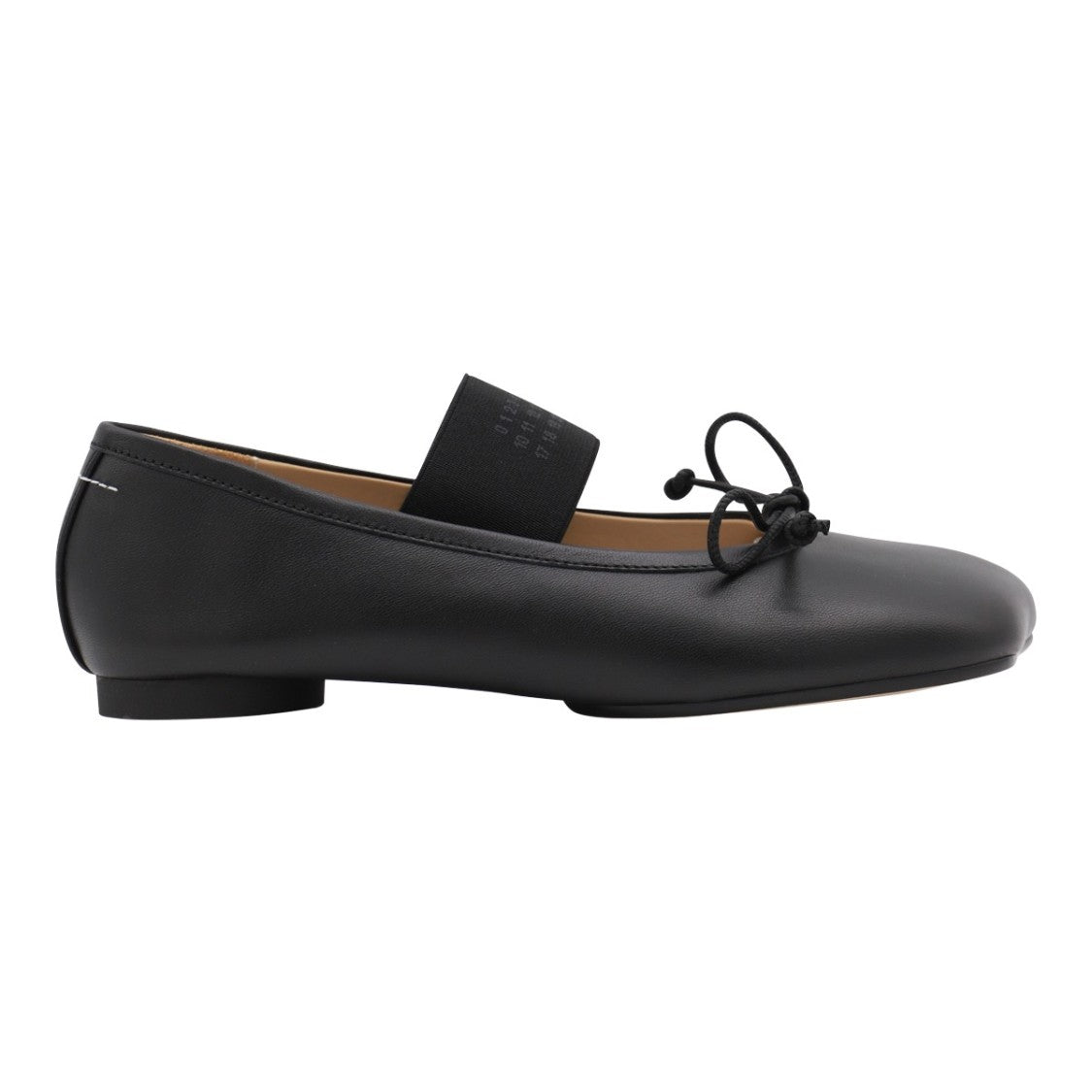 Mm6 By Maison Margiela Smooth Black Leather Flats With Bow Detail