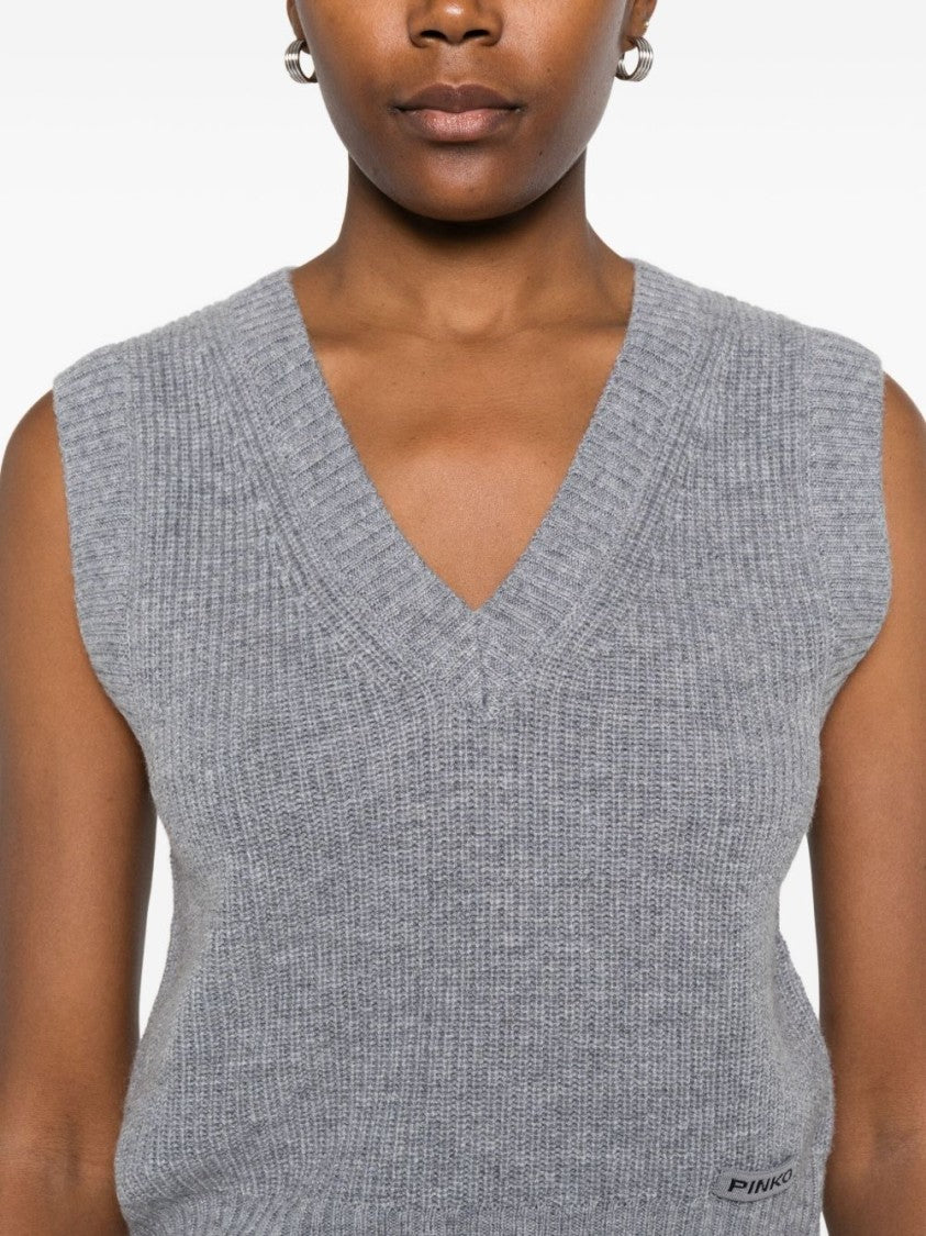Pinko Sleeveless Grey Knit Sweater Vest