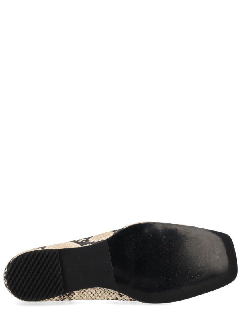 Alohas Natural Tabi Snakeskin Pattern Bow Flats