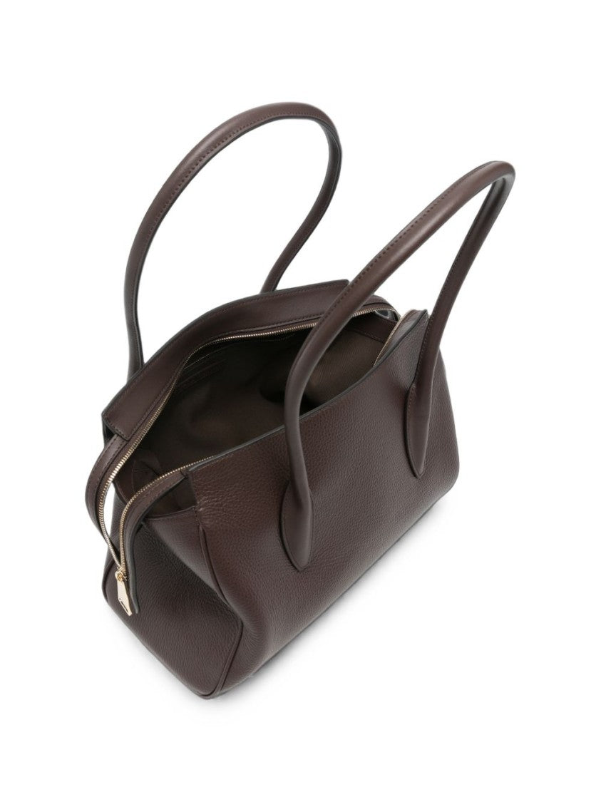 Furla Pebbled Leather Zippered Structured Tote Bag