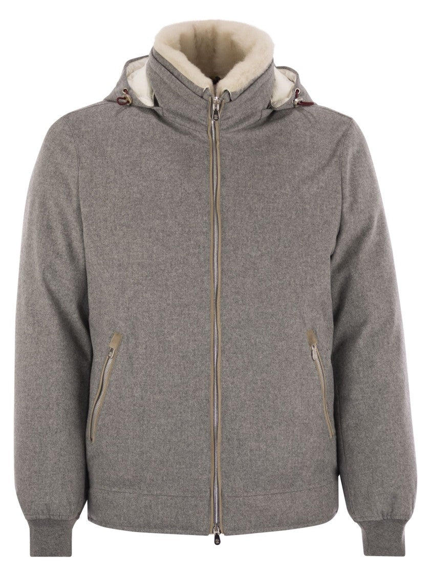 Brunello Cucinelli Membranated Wool Flannel Down Jacket