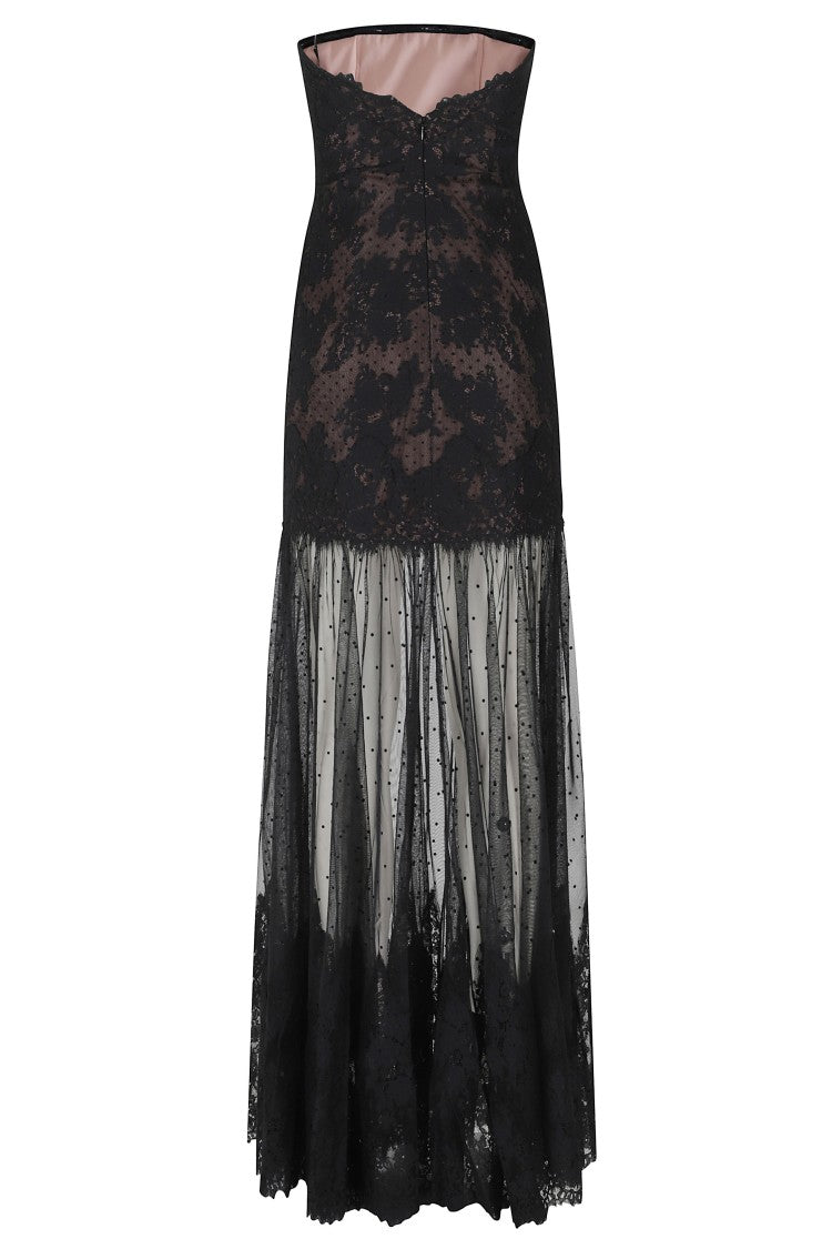 Retrofête Maxi Dress With Sweetheart Neckline And Lace Bustier