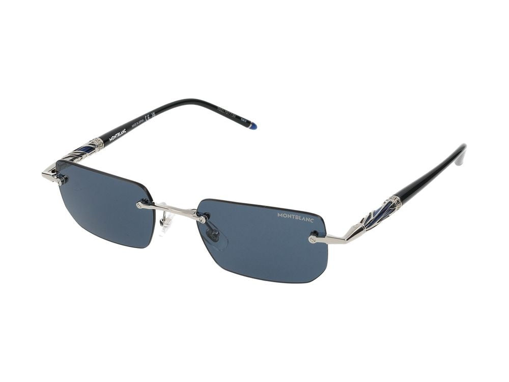 Montblanc Silver Rimless Rectangular Metal Sunglasses