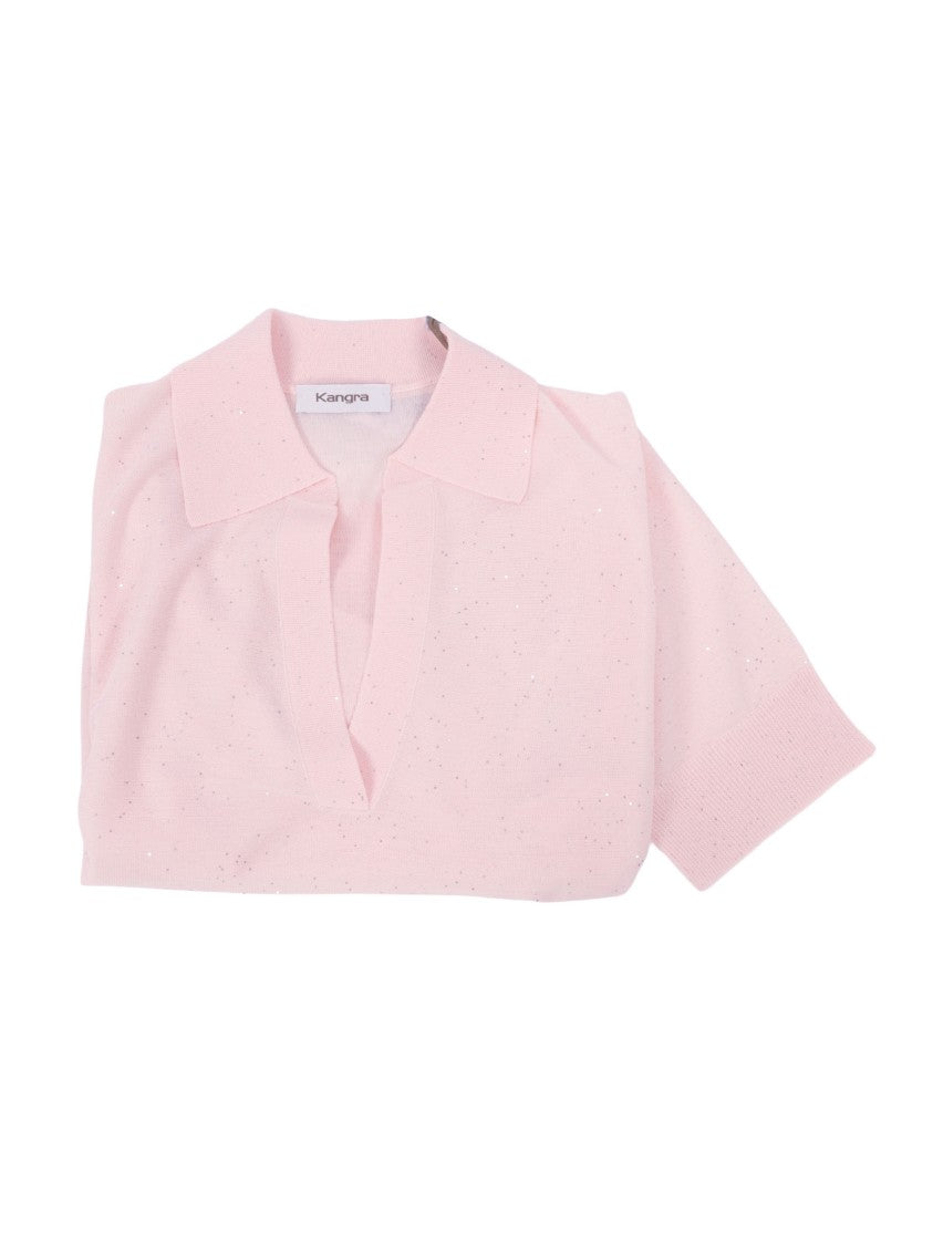 Kangra Cashmere Delicate Micro Sequin Polo Shirt