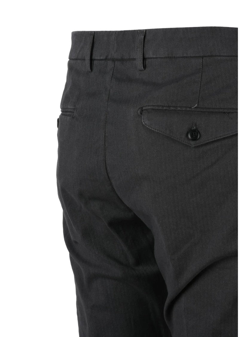 Dondup Grey Joe Vertical Striped Cotton-Blend Trousers