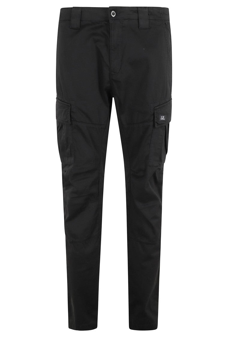 C.P. Company Black Stretch Sateen Ergonomic Cargo Patch Cotton Pants