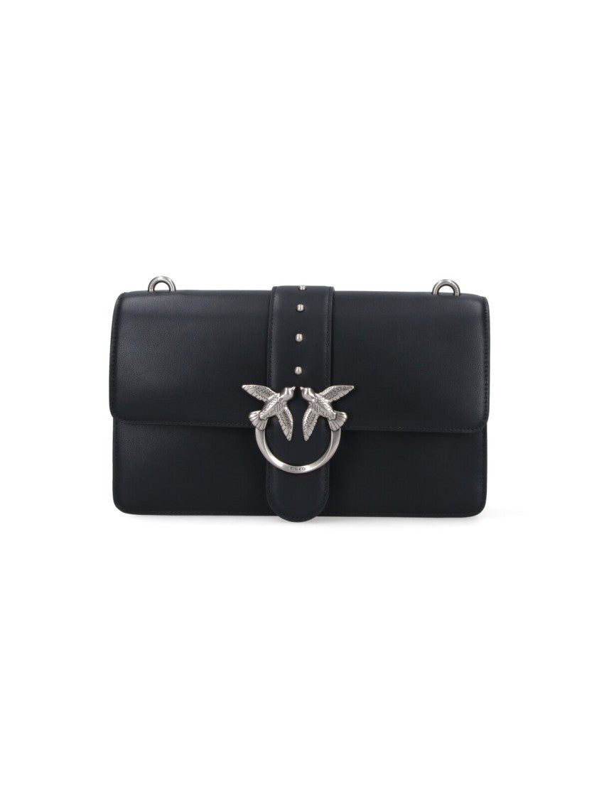 Pinko Structured Black Bag With Metallic Chain Strap