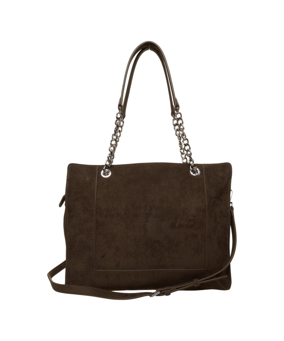 La Carrie Olive Eco Suede Shopper With Studded Accents