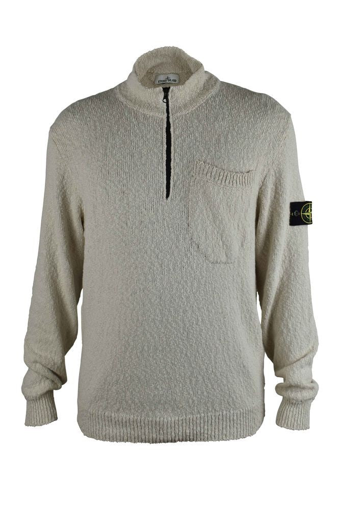 Stone Island Textured Mesh Knit Sweater With High Collar
