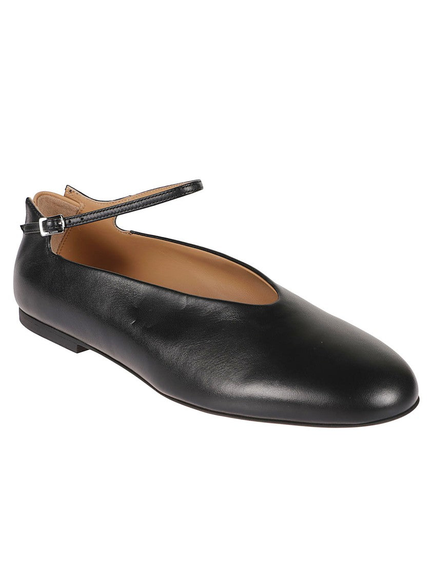 Jil Sander Ballerina Flats With Rounded Toe And Ankle Strap Detail