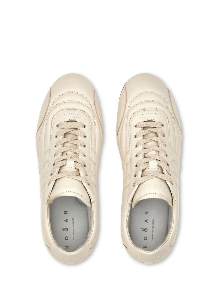 Hogan Minimalist White Leather Sneakers With Textured Grip