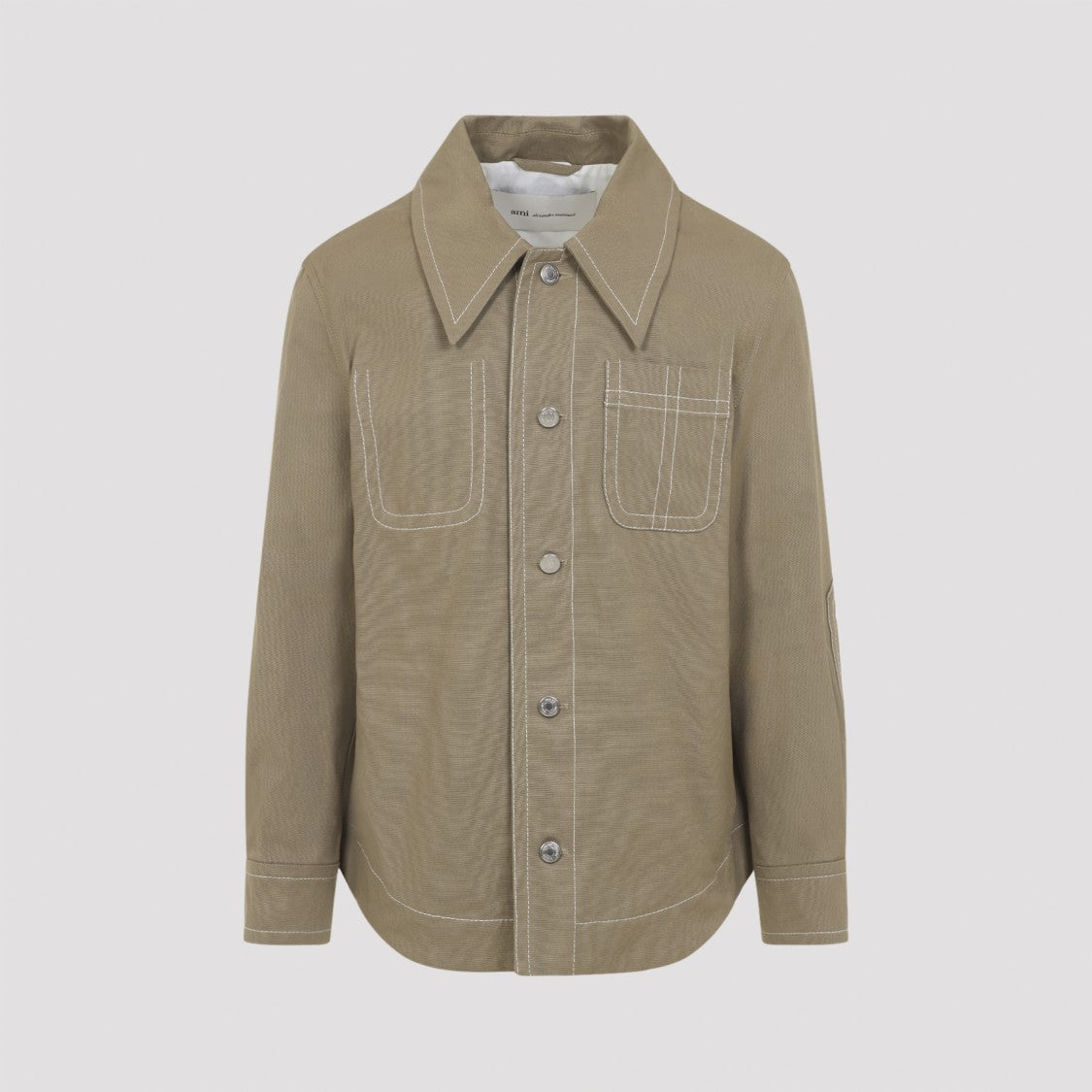 Ami Paris Worker Buttoned Jacket With Contrast Stitching