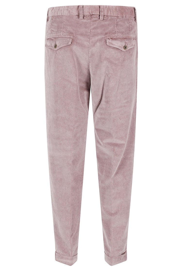 Myths Pleated Chino Pants In Soft Pink Corduroy
