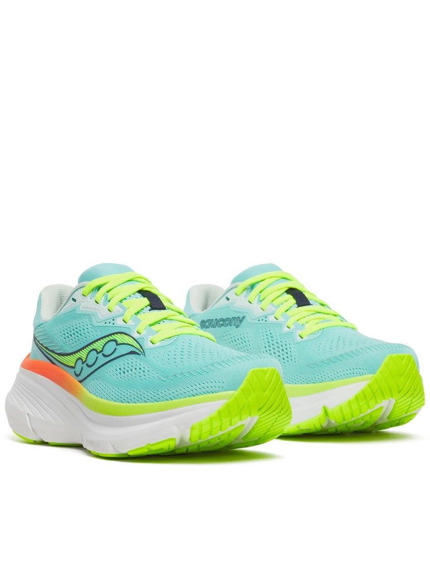 Saucony Breathable Mesh Athletic Sneakers With Neon Accents