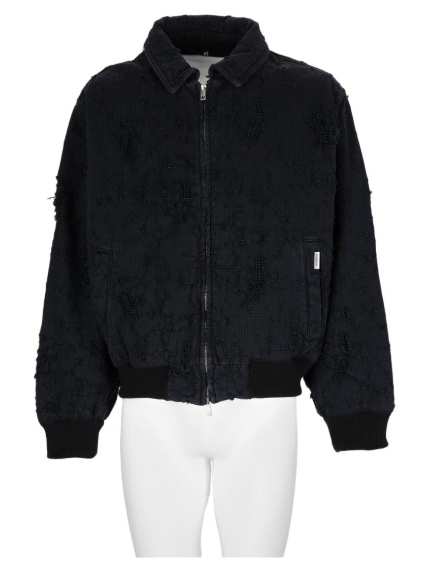 Represent Black Boxy Textured Cotton Down Jacket